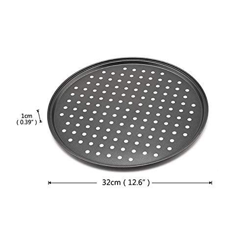 Destinymd Pizza Pan With Holes, 2 Pack Carbon Steel Perforated Non-Stick Tray Tool Crispy 12inch Round for Home Kitchen, Dark Gray - CookCave