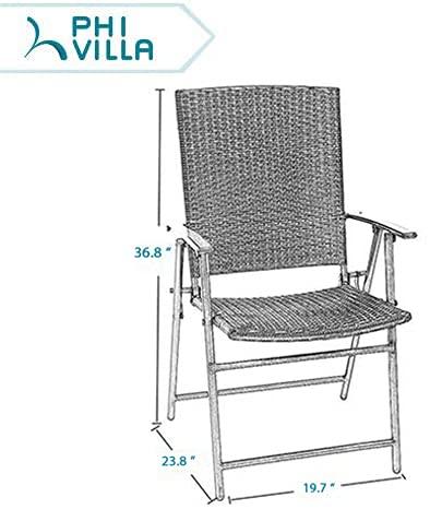 PHI VILLA Rattan Patio Dining Chairs Set of 2,Outdoor Wicker Sling Chairs,Foldable Patio Dining Chairs for Garden,Backyard, Lawn, Porch, Poolside and Balcony,2 Packs - CookCave