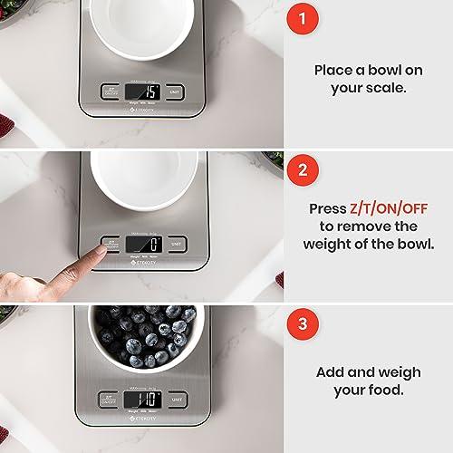 Etekcity Food Scale, Digital Kitchen Scale, 304 Stainless Steel, Weight in Grams and Ounces for Baking, Cooking, and Meal Prep, LCD Display, Medium - CookCave