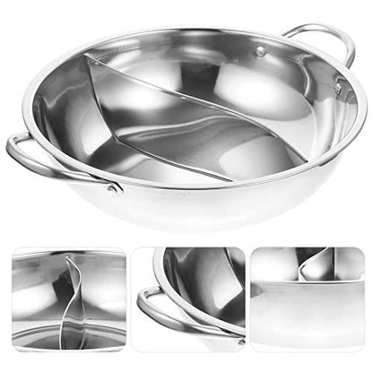 mandarin pot hot pot divided pan stainless steel sauce pan with lid fry pan with lid stainless steel fry pan korean cookware Stainless Steel Pot Household Cooking Utensil Suki - CookCave