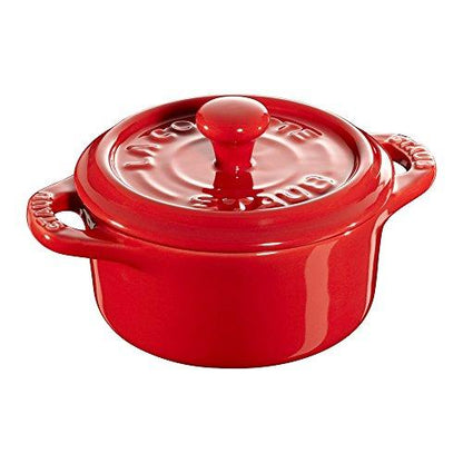 STAUB Ceramics Dutch Oven 3-piece Mini Round Cocotte, Cherry - CookCave