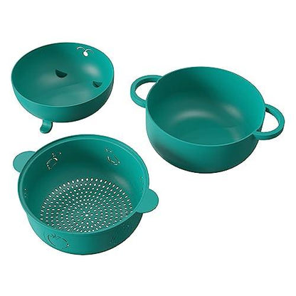 2000ML/68OZ Microwave Ramen Bowl，Noodle Bowl, Steamer for Cooking Food and Vegetables with Handle, Lid, Removable Strainer. Multifunctional bowl for Cooking, Rinse, Storage.(green) - CookCave