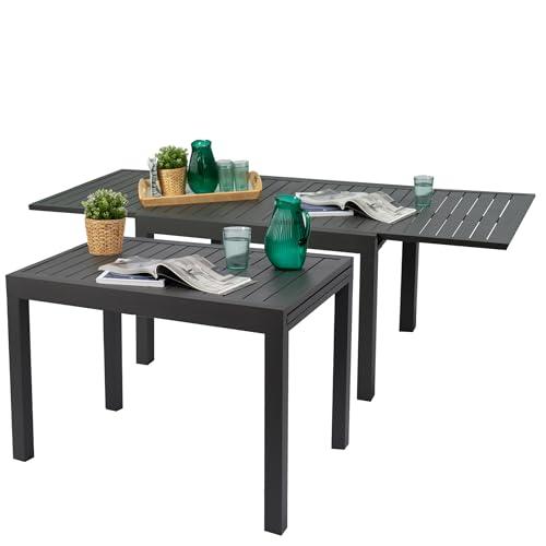 Kozyard Villa Expandable Patio Dining Table - Adjustable, Aluminum Outdoor Furniture for 4-6 Person, Perfect for Backyard, Porch, Deck, Garden - Dark Grey, 43"- 86" - CookCave