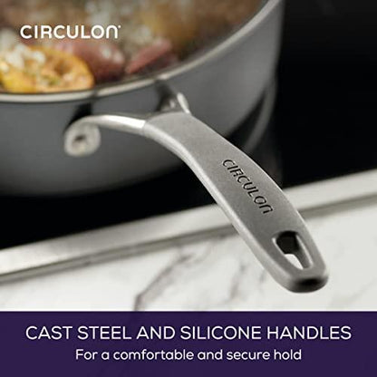 Circulon A1 Series with ScratchDefense Technology Nonstick Induction Sauté Pan with Helper Handle and Lid, 5 Quart, Graphite - CookCave