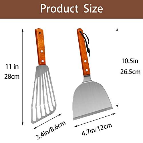 KLAQQED Spatula, Metal Spatulas Set, Stainless Steel Spatula, Fish Spatula Turner Cooking BBQ Grill Griddle Spatula, Metal Spatula for Cast Iron Skillet, Small Wide Kitchen Spatulas with Wood Handle - CookCave