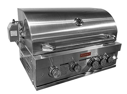 Cycence CY-GR0434CV-R 32 Inch 4 Burner Professional Built-In Gas Grill, LPG or Natural Gas, Professional Stainless Steel with Free Rotisseries Kit - CookCave