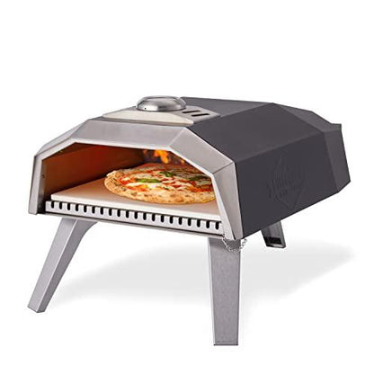 Hike Crew 12” Outdoor Propane Pizza Oven | Compact, Portable Personal Pizza Maker for Camping Kitchen with Flame Control Knob, Pizza Stone, Cutter, Peel, Thermometer, Gas Regulator, Hose & Carry Bag - CookCave