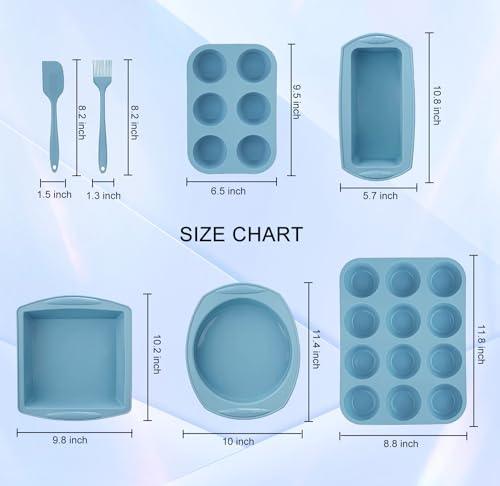 Hansanti 7in1 Silicone Bakeware Baking Set, Kitchen Bake Pans Molds Tray for Oven with BPA Free Round/Square Cake Pan, Loaf Pan, Muffin Pan for Bread Pizza Cheesecake Cupcake Pie Desserts - CookCave