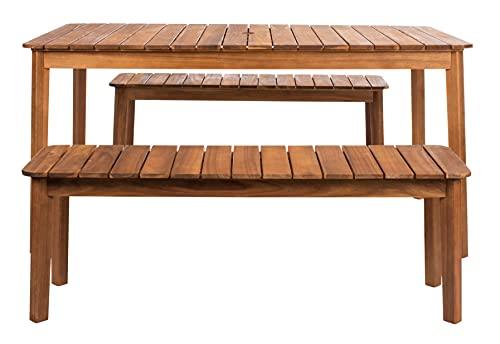 SAFAVIEH Outdoor Collection Europa Natural Acacia Wood 3-Piece Patio Dining Set PAT7082A - CookCave