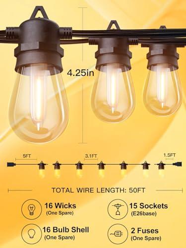 addlon 100FT(2-Pack*50FT) LED Outdoor String Lights with 30 Edison Vintage Shatterproof Bulbs, Commercial Grade Patio Lights, IP65 Waterproof for Balcony, Backyard and Garden, Warm White - CookCave