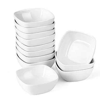 MALACASA 5 oz Porcelain Dip Bowls Set, 12 Pack Dipping Sauce Dishes, Charcuterie Bowls, Stackable Ramekins for Pudding, Souffle, Creme Brulee, Dessert, Snack, Charcuterie Boards accessories, Oven Safe - CookCave