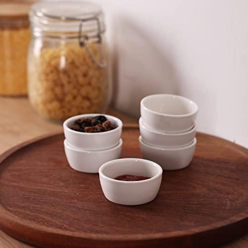 HAOTOP Mini Porcelain Ramekins 1.5 oz Set of 6,Small Ceramics Souffle Dish 30ml White - CookCave