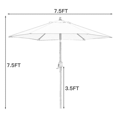 Sunnyglade 7.5' Patio Umbrella Outdoor Table Market Umbrella with Push Button Tilt/Crank, 6 Ribs (Tan) - CookCave