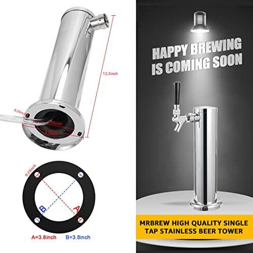 MRbrew Single Tap Draft Beer Tower, Support Countertop and Kegerator Installation, Stainless Core Beer Faucet Stainless Steel 3'' Flange Brewing Tower Dispenser Kit with Self-Closing Faucet Spring - CookCave
