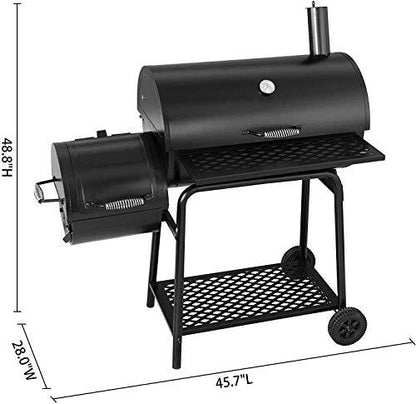 VejiA Barbecue Grill Charcoal Grill with Offset Smoker,BBQ Outdoor Picnic, Camping, Patio Backyard Cooking, Black - CookCave