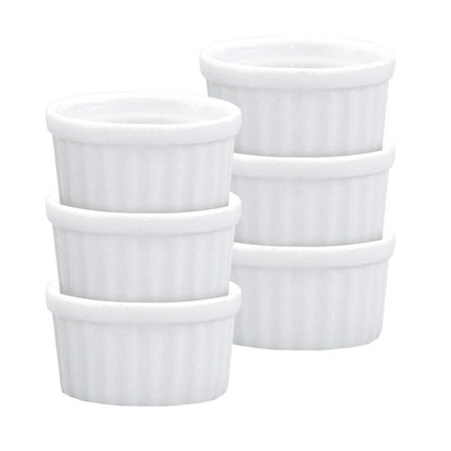 HIC Kitchen Mini Butter Crock Ramekin Set, Fine White Porcelain, 1-Ounce, Set of 6 - CookCave