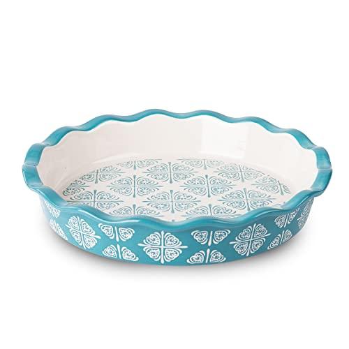 Wisenvoy Pie Pan Ceramic Pie Dish Turquoise Pie Plate Porcelain Deep Dish Pie Pan Non-Stick Pie Pans - CookCave