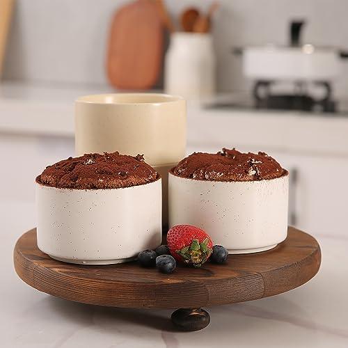 HOMCDALY Ceramic Ramekins - 8oz, Set of 6 - Small Oven Safe Baking Bowl, For Personal Pudding, Creme Brulee, Souffle, Serving, Ice Cream, Custard, Cute Baking Dishes, Mini Bowls –(6 Pack) - CookCave