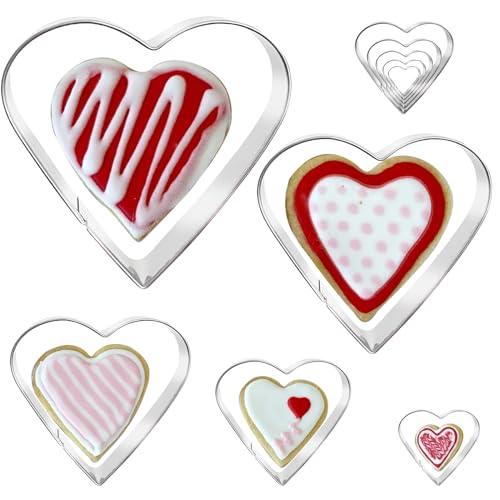 UOUYOO 5 Pieces Heart Cookie Cutter Set Valentine’s Day Cookie Cutters for Bridal, Engagement and Valentine - CookCave