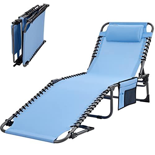 #WEJOY Outdoor Lounge Chairs Portable Chaise Lounge Chair for Outside Lawn Chairs Folding Lounge Chair Lightweight Adjustable 4-Position Trifold Beach Lounge Chair Heavy Duty Lounger Patio Sun Tanning - CookCave