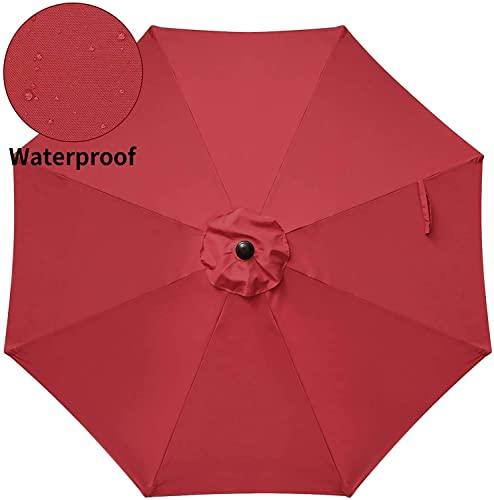 Simple Deluxe 9 FT Patio Umbrella with 20 Inch Heavy Duty Base Stand, Push Button Tilt/Crank 8 Sturdy Ribs, for Outdoor Market Table, Garden, Lawn, Backyard, Pool, New, Red and Black - CookCave