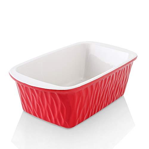 KOOV Ceramic Loaf Pan for Baking Bread, 9 x 5 inch Bread Pan, Rectangular Bread Loaf Pan, Ceramic Bakeware for Cooking, Home Kitchen, Bread Baking Pan Texture Series (Red) - CookCave