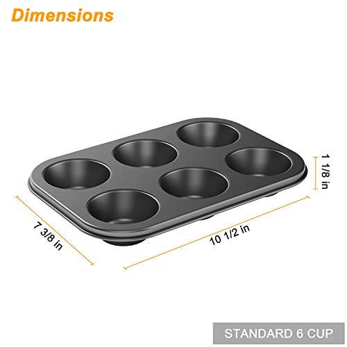 Tiawudi 2 Pack Nonstick Muffin Pan, Carbon Steel Cupcake Pan, 6 Cup, Easy to Clean and Perfect for Making Muffins or Cupcakes, Standard - CookCave