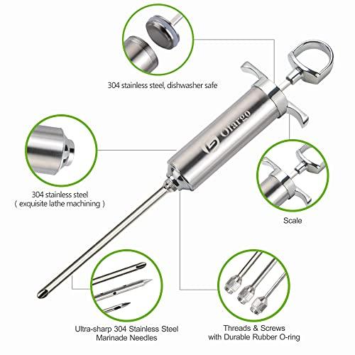 Ofargo Meat Injector, Meat Injectors for Smoking BBQ with 3 Marinade Injector Needles; Injector Marinades for Meats, Turkey, Beef; 2-Oz, User Manual Included - CookCave
