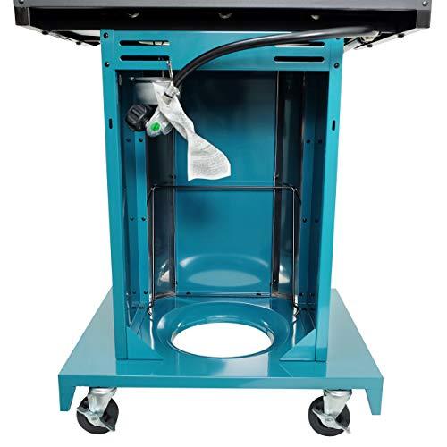 Kenmore 3-Burner Outdoor BBQ Grill | Liquid Propane Barbecue Gas Grill with Folding Sides, PG-A4030400LD-TL, Pedestal Grill with Wheels, 30000 BTU, Teal - CookCave