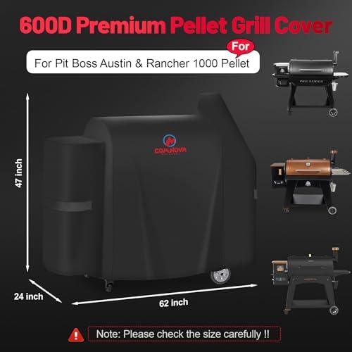 Comnova Grill Cover for Pit Boss Austin XL - 600D Wood Pellet Smoker Cover for Pitboss 1000 Series, Premium Pellet Cover for Pit Boss Austin XL 1000, Rancher XL 1000, 1100 Pro, 1150, and Z Grill 1000 - CookCave