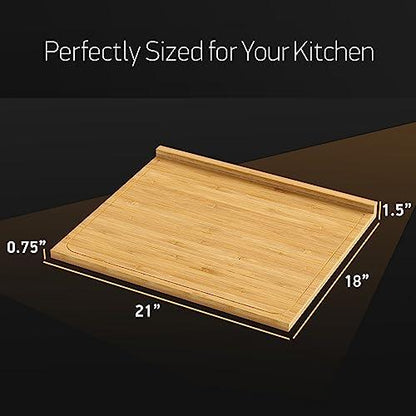 Extra Large Bamboo Cutting Board with Lip (X-Large) 21" x 18" - CookCave