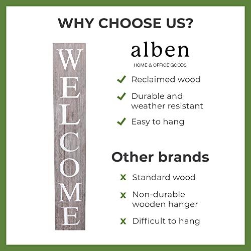 ALBEN Welcome Sign for Front Door Porch – 5 Feet Tall, Vertical Wooden Outdoor and Indoor Welcome Home Decor Sign Wall Decorations (Grey) - CookCave