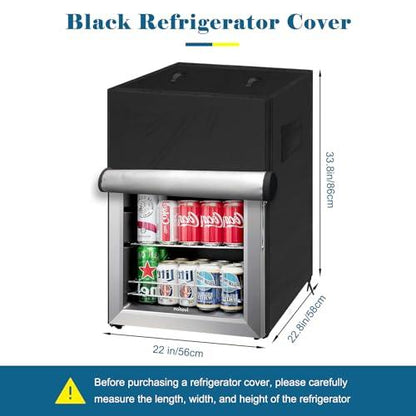 COITEK Outdoor Refrigerator Cover, Upright Mini Beverage And Beer Refrigerator Cover 22''L x 23''W x 34''H, Black Oxford Cloth Refrigerator Protection Cover for Outdoor Use, Moisture-proof, Waterproof - CookCave