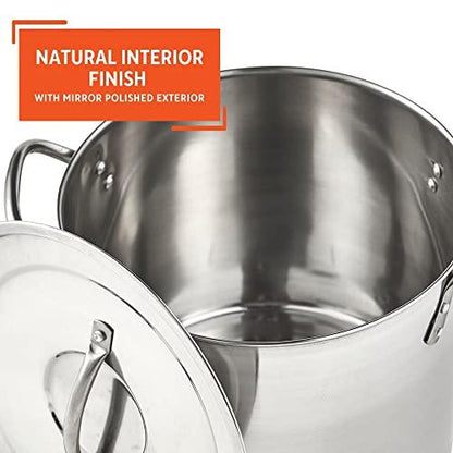 IMUSA Stainless Steel Stock Pot with Lid, 20 Quart, Silver - CookCave