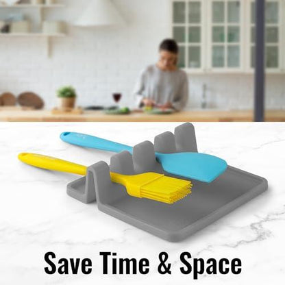 Silicone Utensil Rest with Drip Pad for Multiple Utensils, Heat-Resistant, BPA-Free Spoon Rest & Spoon Holder for Stove Top, Kitchen Utensil Holder for Spoons, Ladles, Tongs & More - by Zulay - CookCave