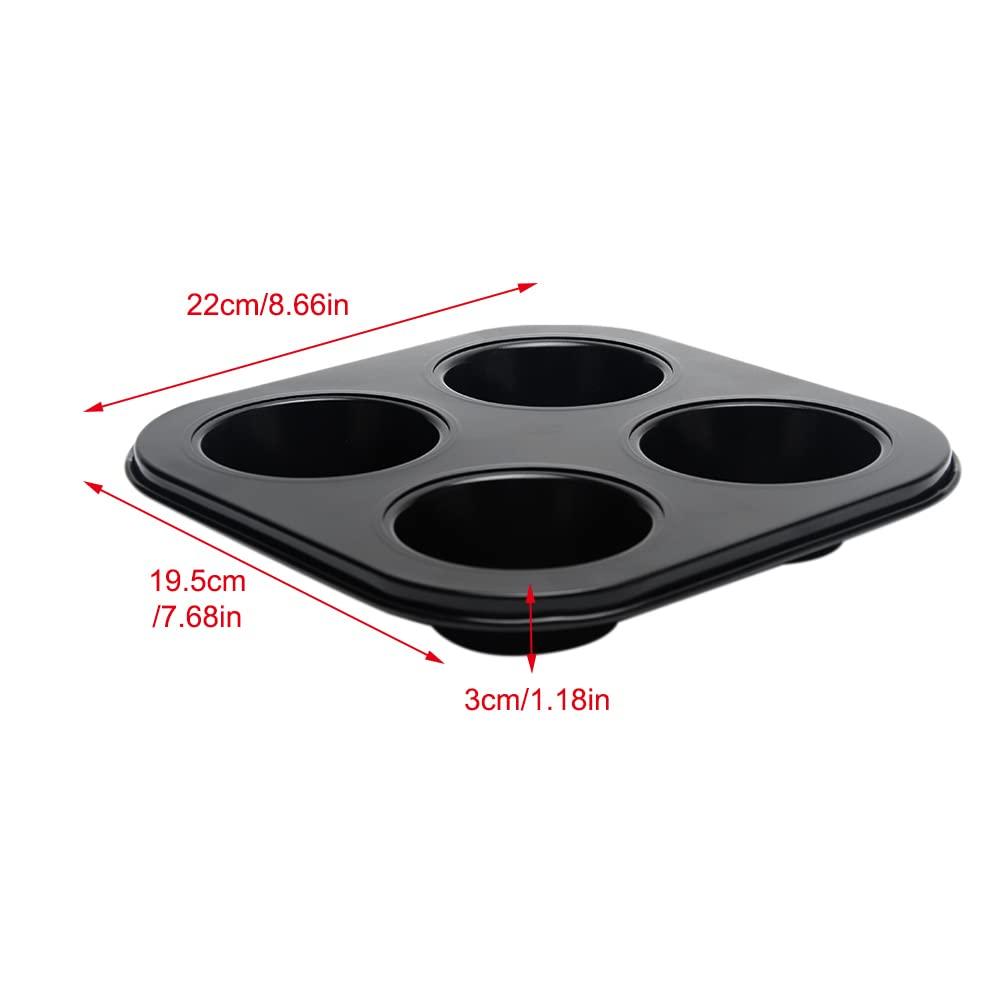 4 Cup Muffin Pan Mold - Non-Stick Cupcake Baking Tray/Tin - Carbon Steel Cake Mould For home, cafe bar and restaurant (Black) - CookCave