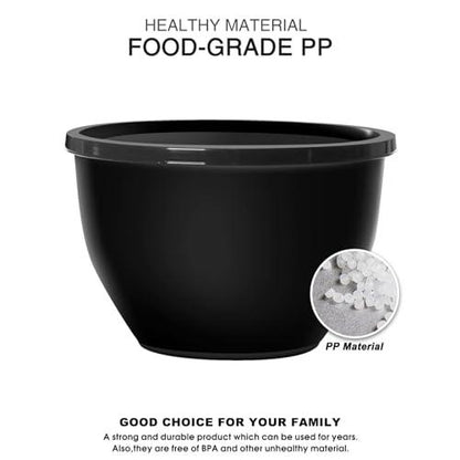 Greentainer 5-Piece Plastic Mixing Bowl Set with Lids for Kitchen, Nesting Storage Bowls for Baking, Prepping,Cooking and Serving Food, Dishwasher, Microwave Safe,Great for Mixing & Serving (Black) - CookCave