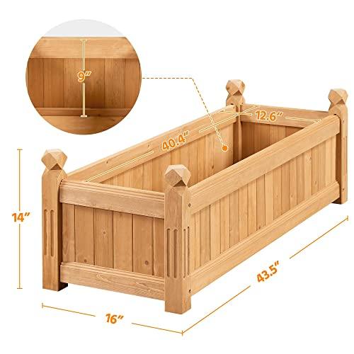 Yaheetech 43.5″ L×16″ W×14″ H Wooden Raised Garden Bed, Horticulture Wood Rectangular Garden Planter Outdoor, Raised Planter Box for Yard/Greenhouse/Vegetable/Flower/Herbs, Light Brown - CookCave