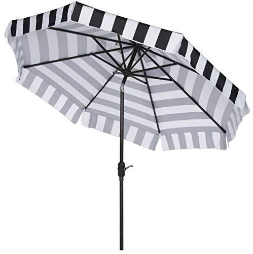Safavieh PAT8003A Outdoor Collection Elsa Fashion Line Auto Tilt Umbrella, 9', Black/White - CookCave
