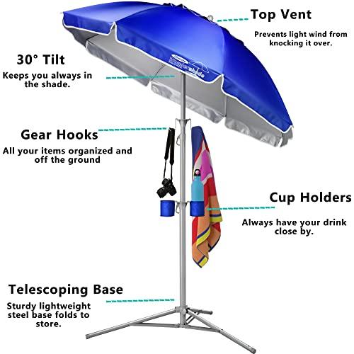Wondershade 5' Sun Shade Umbrella, Portable Lightweight Adjustable Instant Sun Protection UPF 50+ - Blue - CookCave