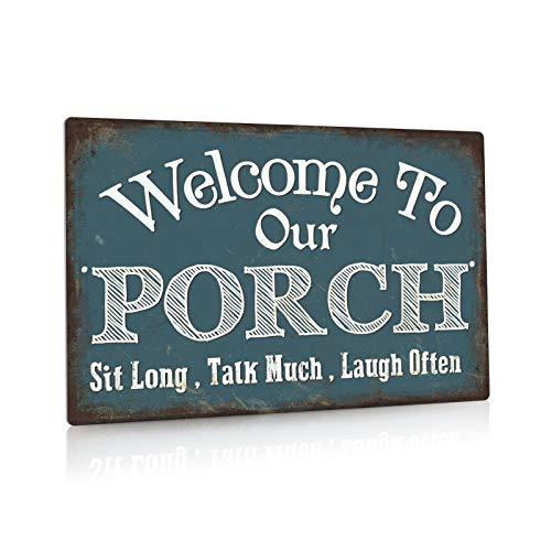 Putuo Decor Welcome to Our Porch Sign, Aluminum Metal Wall Sign for Home, Bar, Farmhouse, 12x8 Inches Use Outdoor/Indoor - CookCave