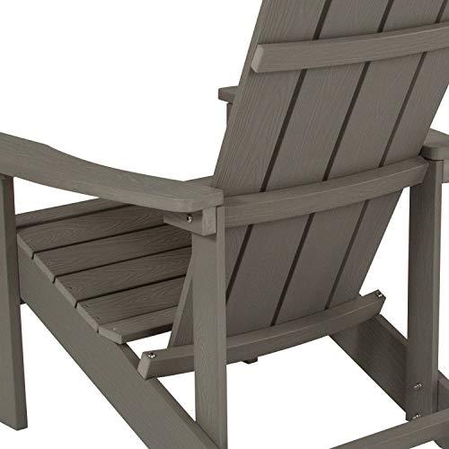 Flash Furniture Charlestown Indoor/Outdoor Faux Wood Adirondack Chair, Weather-Resistant Polyresin Patio Adirondack Chair with 350-lb. Static Weight Capacity, Gray - CookCave