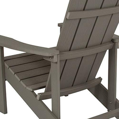 Flash Furniture Charlestown Indoor/Outdoor Faux Wood Adirondack Chair, Weather-Resistant Polyresin Patio Adirondack Chair with 350-lb. Static Weight Capacity, Gray - CookCave