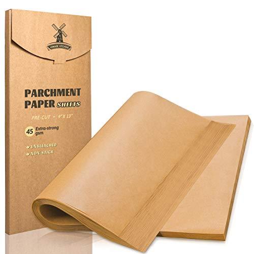 Hiware 200 Pieces Parchment Paper Baking Sheets 9x13 Inches, Precut Non-Stick Parchment Paper for Baking, Cooking, Grilling, Frying and Steaming - Unbleached, Fit for Quarter Sheet Pans - CookCave