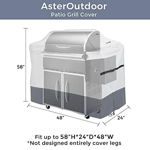 AsterOutdoor Waterproof Patio Grill, Heavy Duty Yarn-Dyed Woven 600d Oxford Fabric,UV Protection Outdoor BBQ Cover,58x24x48 Inches, 58" H x 24" D x 48" W, Grey - CookCave