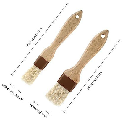 Teaaha 2 PCS Pastry Brush, Basting Brush for Cooking BBQ Brushes for Sauce, Basting Brush with Boar Bristles and Beech Hardwood Handles for Basting Cooking Brush Food Brush Oil Brush Baking - CookCave