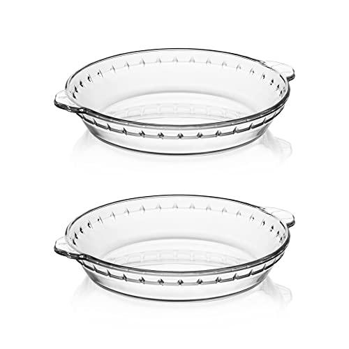 Sweejar Glass Pie Pan for Baking(2 pack), 7.5 Inches Round Baking Dish for Dinner, Non-Stick Pie Plate with Soft Wave Edge for Apple Pie, Pumpkin Pie, Pot Pies - CookCave
