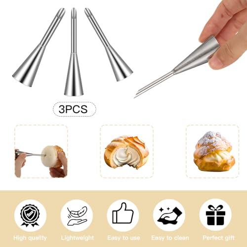 Baderke 3 Pcs Cream Icing Piping Tips Piping Nozzle Tips for Puff with 3 Pcs Frosting Tips 50 Pcs Pastry Bags 1 Pcs Coupler 3 Pcs Bag Ties and 2 Brushes for Pastry Icing Decorating Tools - CookCave