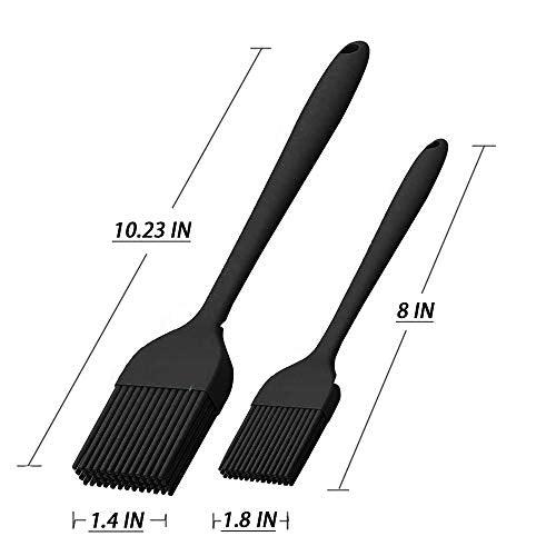 Silicone Basting Brush Set of Two Heat Resistant Long Handle Pastry Brush for Grilling, Baking, BBQ and Cooking (Black) - CookCave