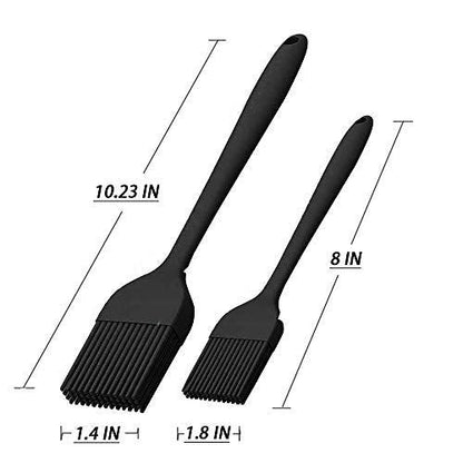 Silicone Basting Brush Set of Two Heat Resistant Long Handle Pastry Brush for Grilling, Baking, BBQ and Cooking (Black) - CookCave